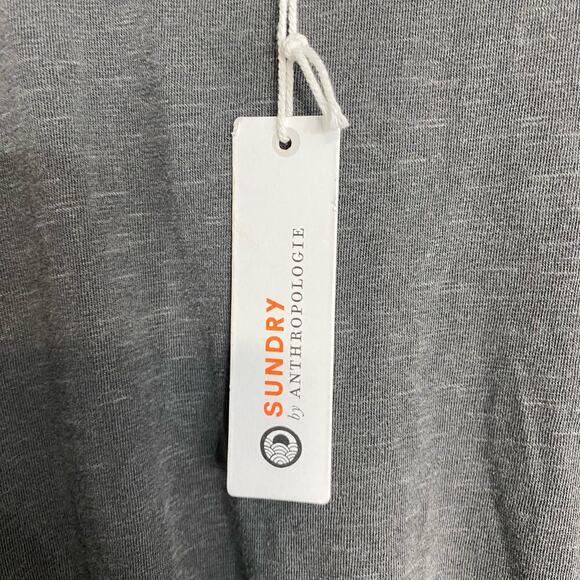 ANTHROPOLOGIE X SUNDRY SHIRRED LONG SLEEVE KNIT MINI DRESS GRAY, 0 - Picture 7 of 7